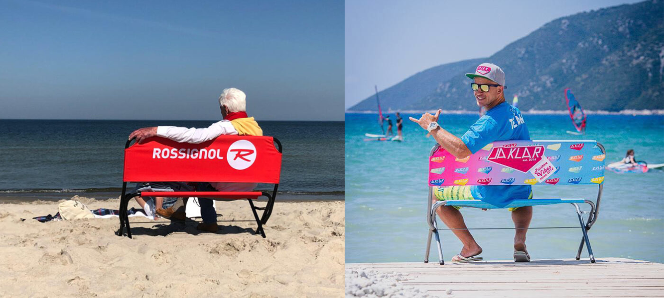 Banc publicitaire pliable