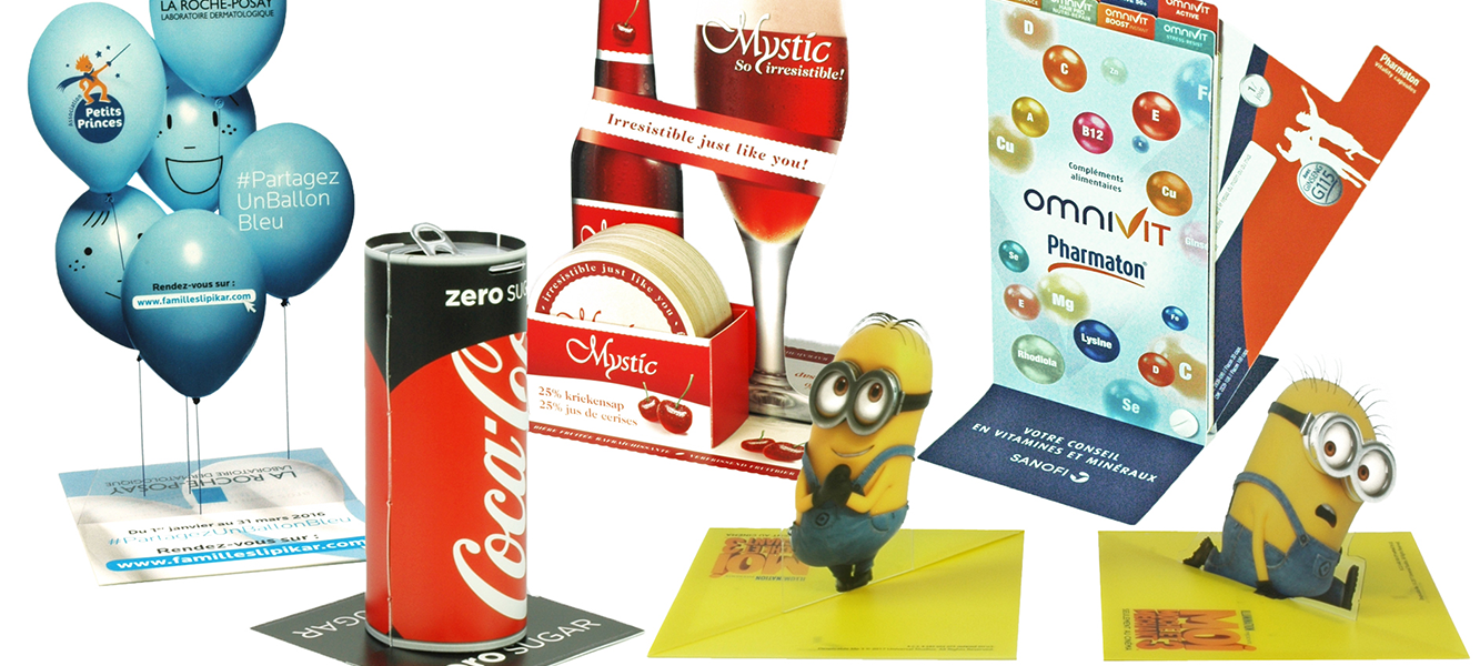 Stick'n Glide présentoir de comptoir détail application
